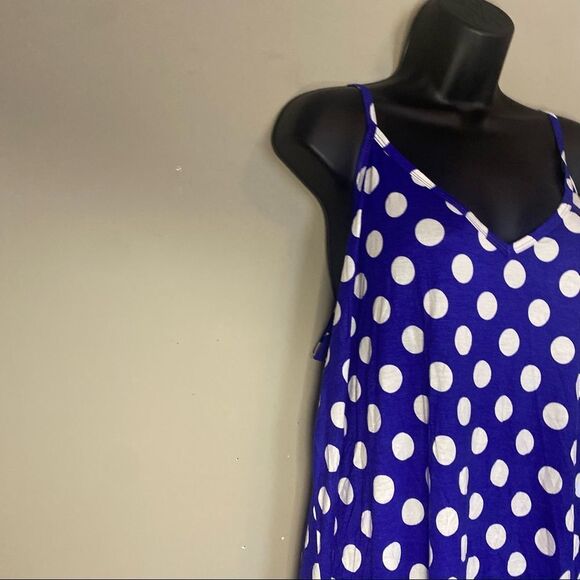 Zenana Plus Size 3X Bright Blue & Ivory Polka Dot Tank - Picture 5 of 7
